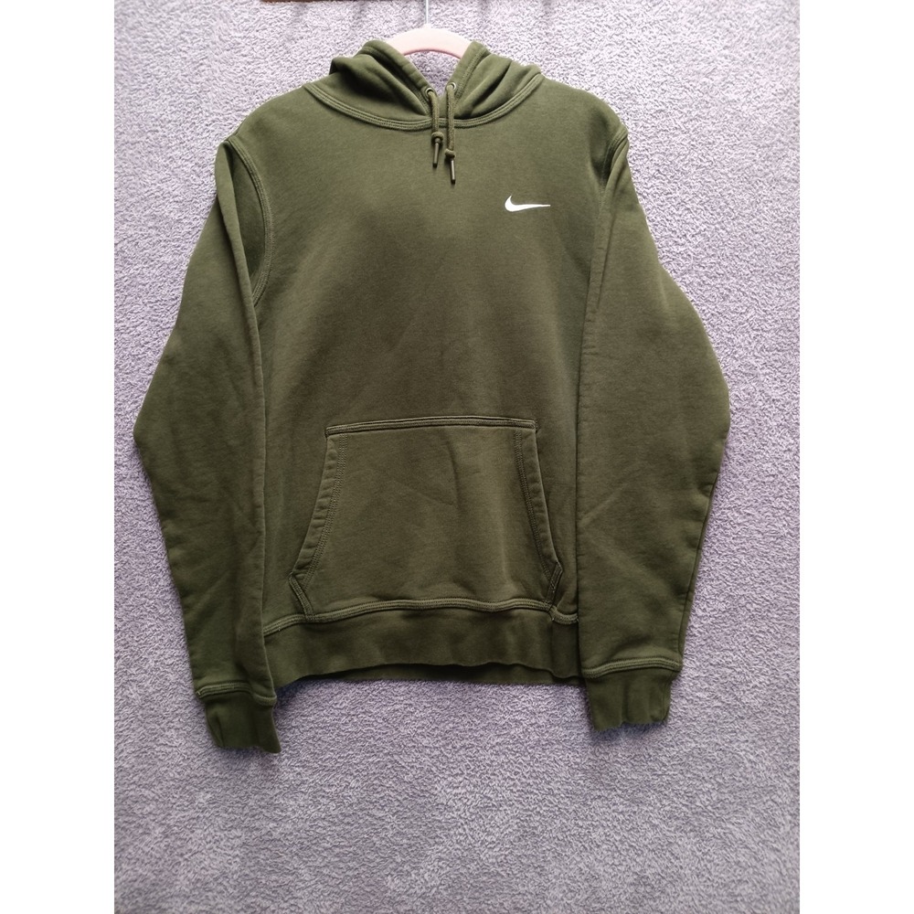 Nike Olive Green Hoodie Men M Small Swoosh Pullover Kangaroo Pocket